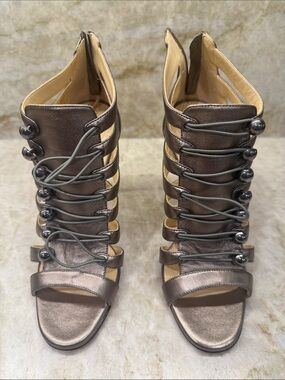 Christian Laboutin Women's Metallic Bronze Lace-Front Gladiator Sandals